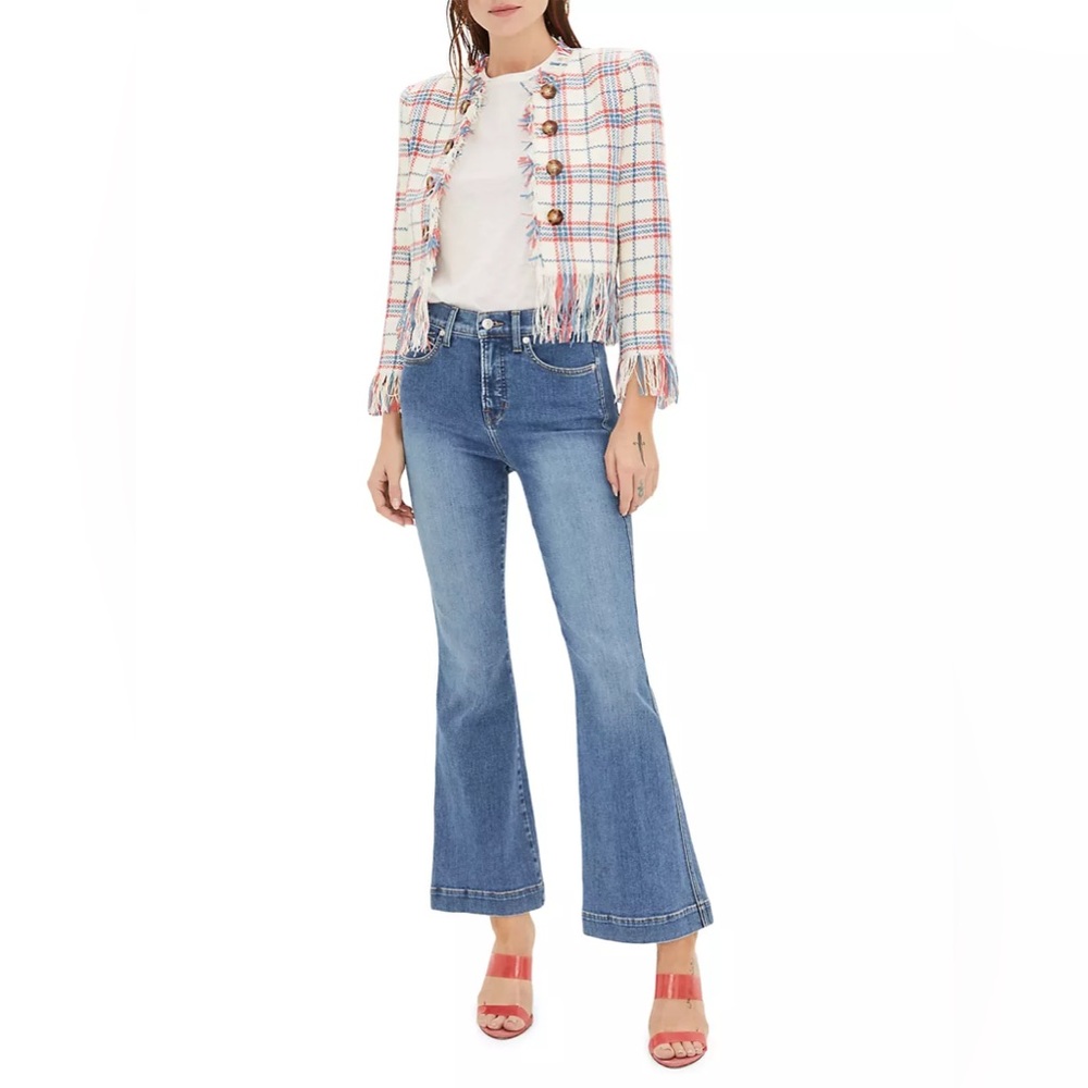 VERONICA BEARD CARSON HIGH RISE ANKLE FLARE IN MYSTIC BLUE